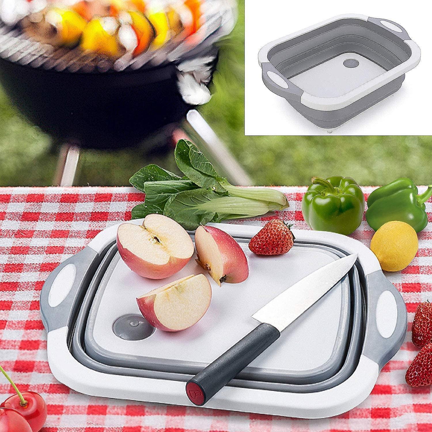 Camping Bowl 3-in-1 Portable Chopping Board Kitchen Board Drain Basket Foldable Bowl Washing Bowl V1263-JX-1877