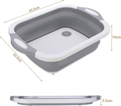 Camping Bowl 3-in-1 Portable Chopping Board Kitchen Board Drain Basket Foldable Bowl Washing Bowl V1263-JX-1877