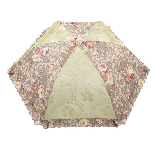 Mesh Food Cover Foldable Pop Up Food Cover Net Floral Print Food Tent for Home Outdoor Picnic Purple V1263-JX-1895