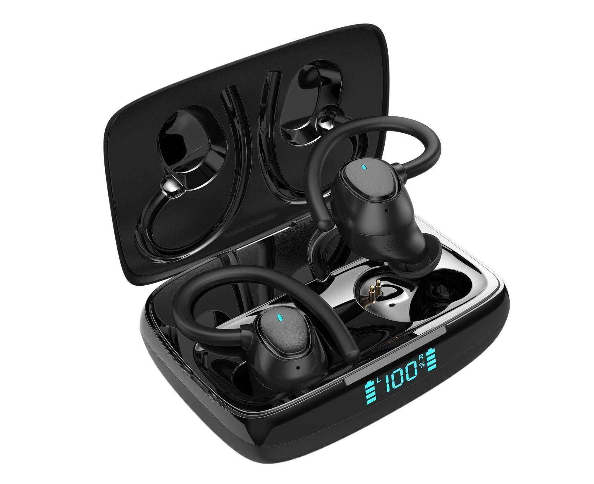 Noise Cancelling Ear Hook Earbuds-Black V1263-JX-190