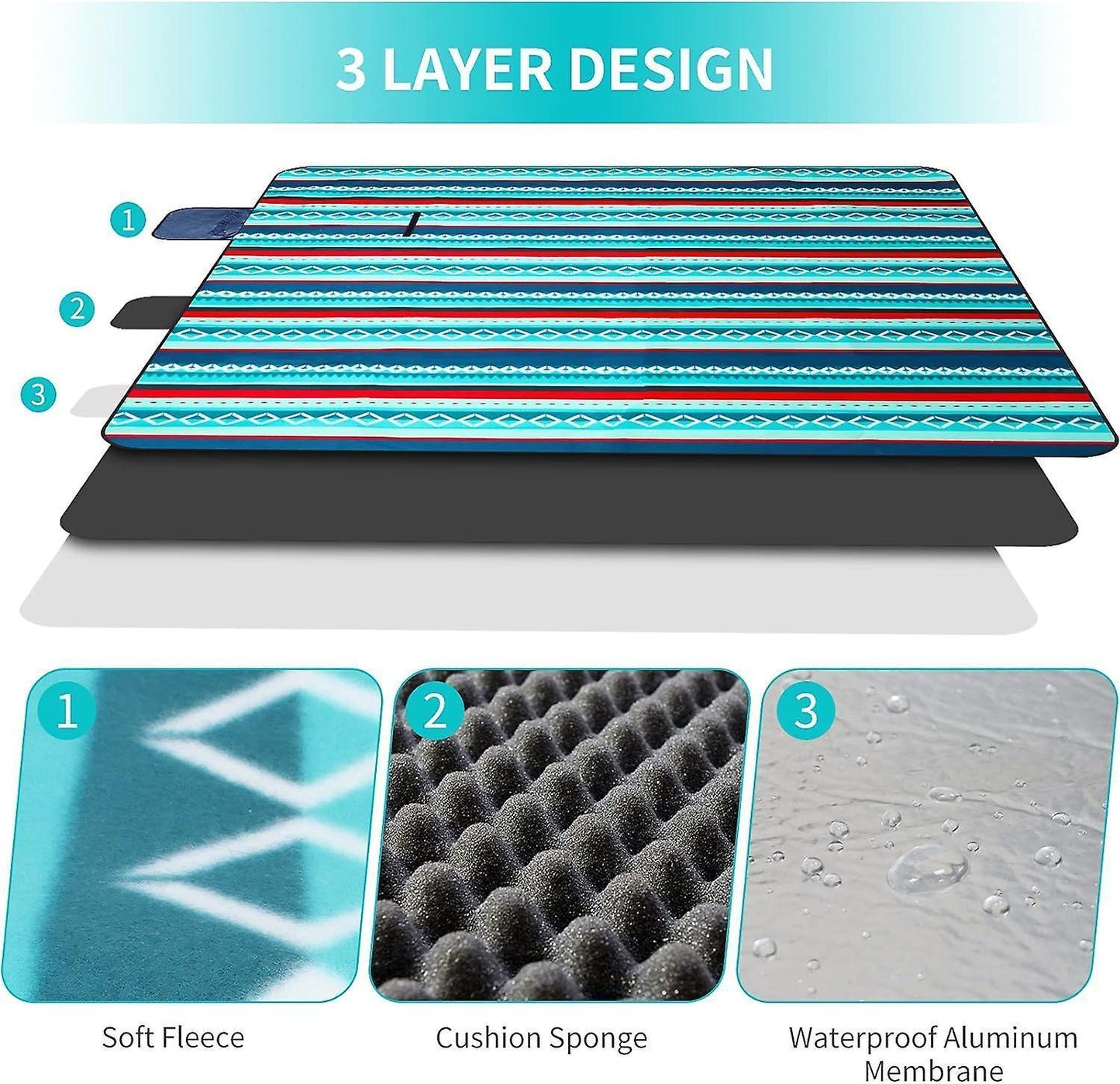 Picnic blanket waterproof picnic beach carpet pattern V1263-JX-1902