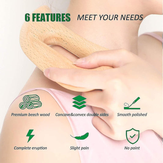 Wooden Lymphatic Drainage Massage Tool, Handheld Gua Sha Scraping Paddle, Anti Cellulite, Used On Whole Body, V1263-JX-1921