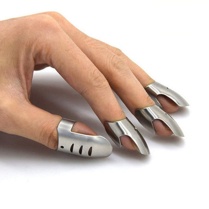 4pcs Kitchen Stainless Steel Finger Nail Protector Hand Cut Guard secure Slice Knife Tool, Kitchen Finger V1263-JX-1931