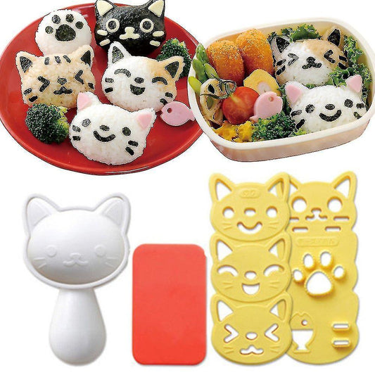 Rice Ball Mold Set Cat Lovely Rice Ball Mold Sushi Mold Pattern Sushi Kitchen Rice Mould Sandwich Diy Kitchen V1263-JX-1936