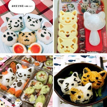 Rice Ball Mold Set Cat Lovely Rice Ball Mold Sushi Mold Pattern Sushi Kitchen Rice Mould Sandwich Diy Kitchen V1263-JX-1936
