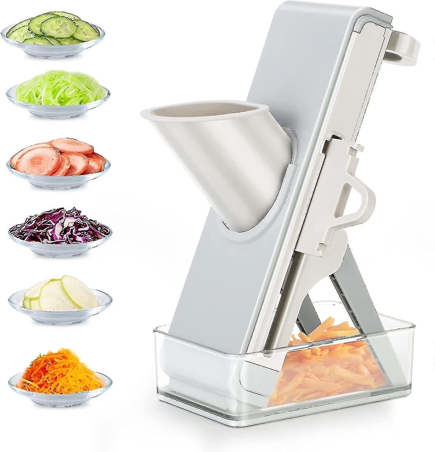 Kitchen secure Mandolin Vegetable Slicer With Adjustable Blades With Container V1263-JX-1938
