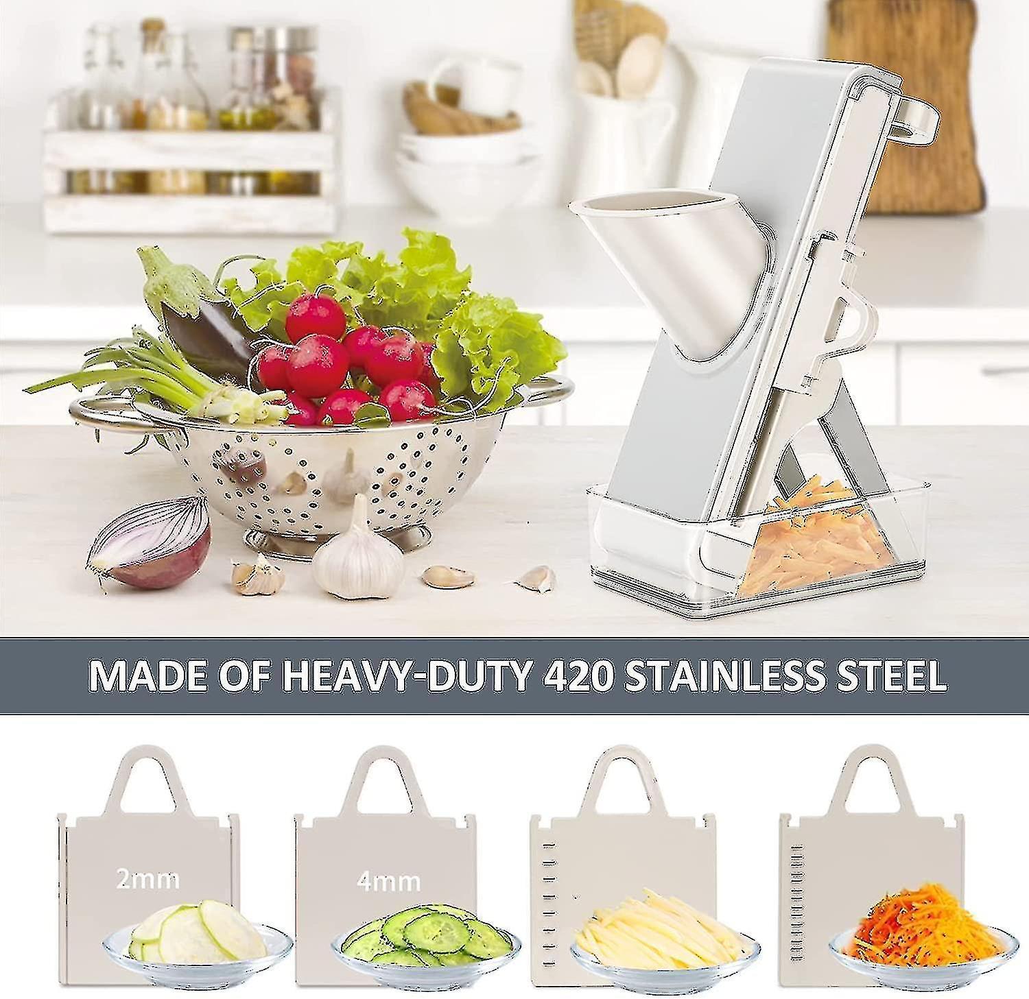 Kitchen secure Mandolin Vegetable Slicer With Adjustable Blades With Container V1263-JX-1938