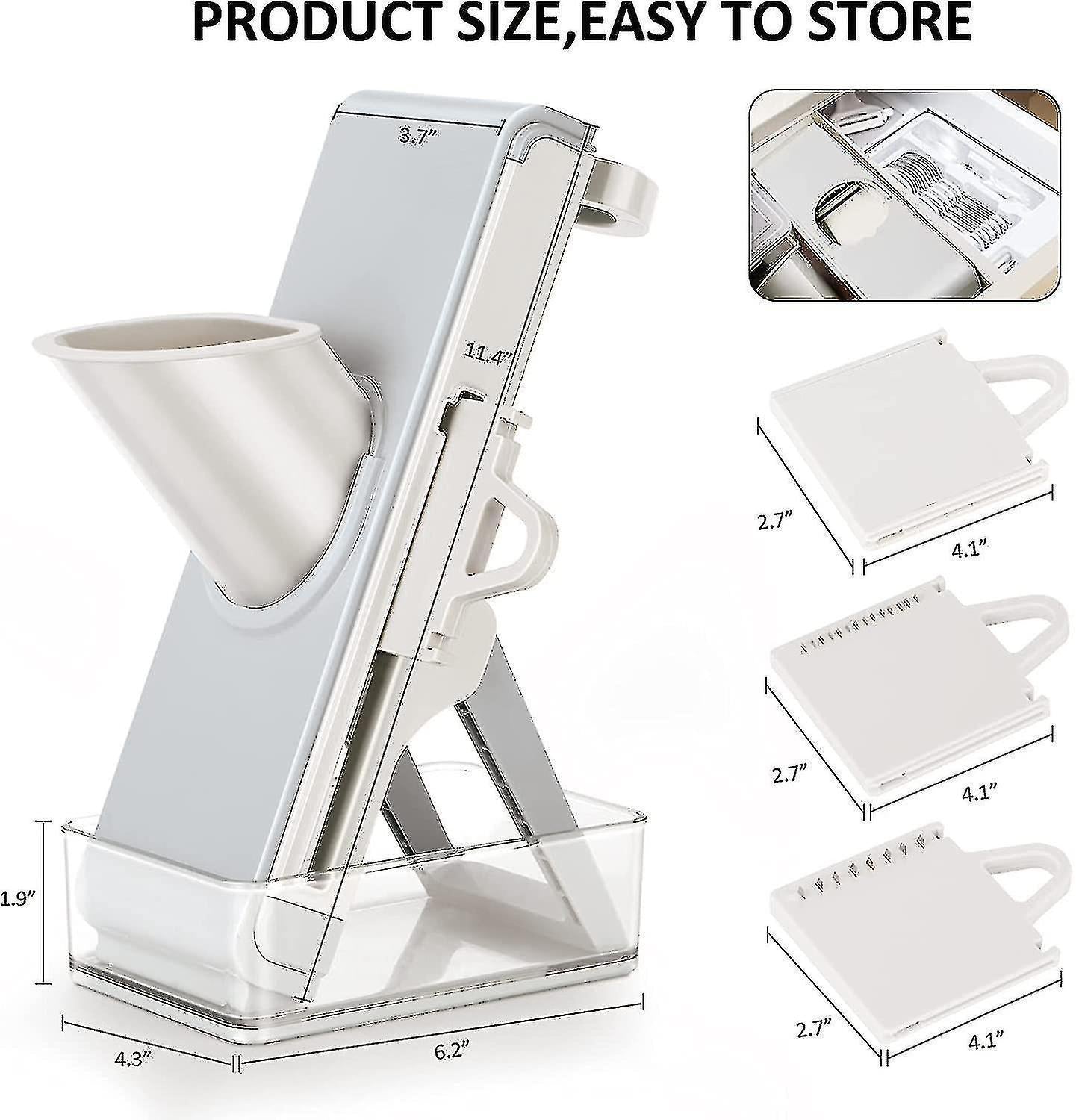 Kitchen secure Mandolin Vegetable Slicer With Adjustable Blades With Container V1263-JX-1938