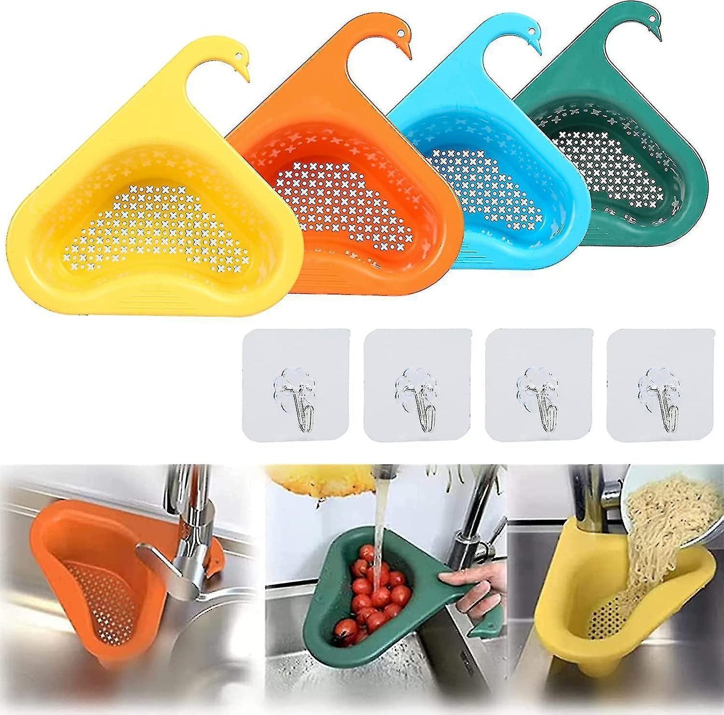 4 Pack Triangular Sink Strainer Basket, Multifunctional Hanging Filter Basket For Kitchen V1263-JX-1945