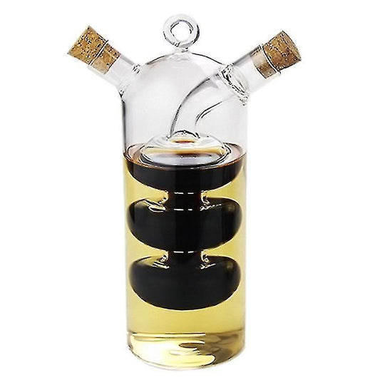 2-in-1 Double Layer Bottle Sauce Oil Vinegar Glass Bottle Condiment Seasoning Sealed Kitchen V1263-JX-1947