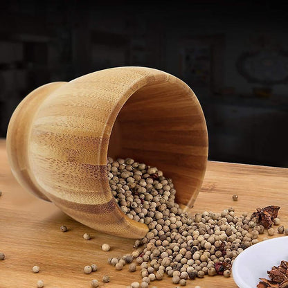 Bamboo Mortar And Pestle Grinder Pestle-set Grinding-bowl Garlic Press Ginger Crusher Herb Spice Masher V1263-JX-1962