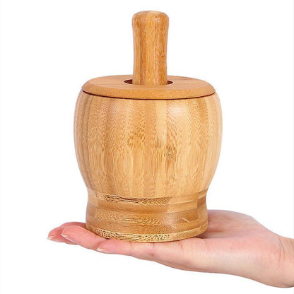 Bamboo Mortar And Pestle Grinder Pestle-set Grinding-bowl Garlic Press Ginger Crusher Herb Spice Masher V1263-JX-1962