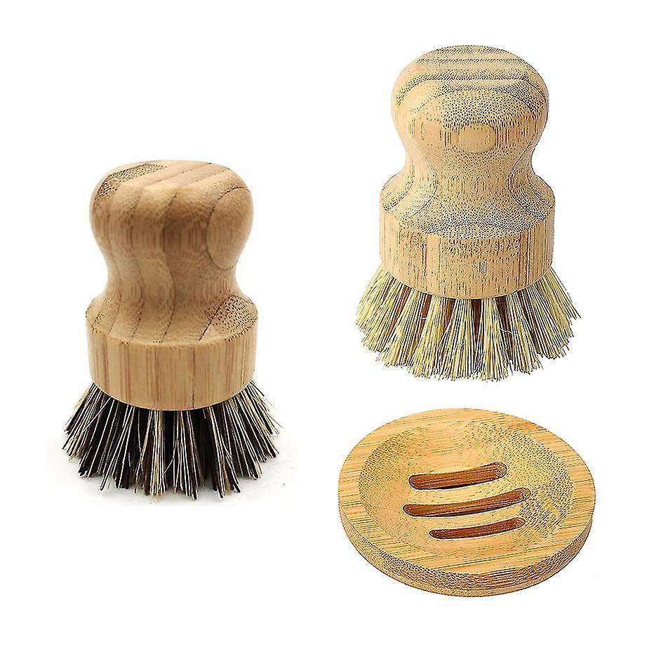 Bamboo Dish Scrub Brush Soap Dish Kitchen Wooden Dish Scrubber Cleaning Brush For Washing Dish Cast Iron Pan V1263-JX-1966