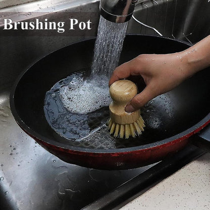 Bamboo Dish Scrub Brush Soap Dish Kitchen Wooden Dish Scrubber Cleaning Brush For Washing Dish Cast Iron Pan V1263-JX-1966