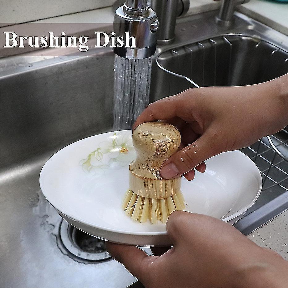 Bamboo Dish Scrub Brush Soap Dish Kitchen Wooden Dish Scrubber Cleaning Brush For Washing Dish Cast Iron Pan V1263-JX-1966