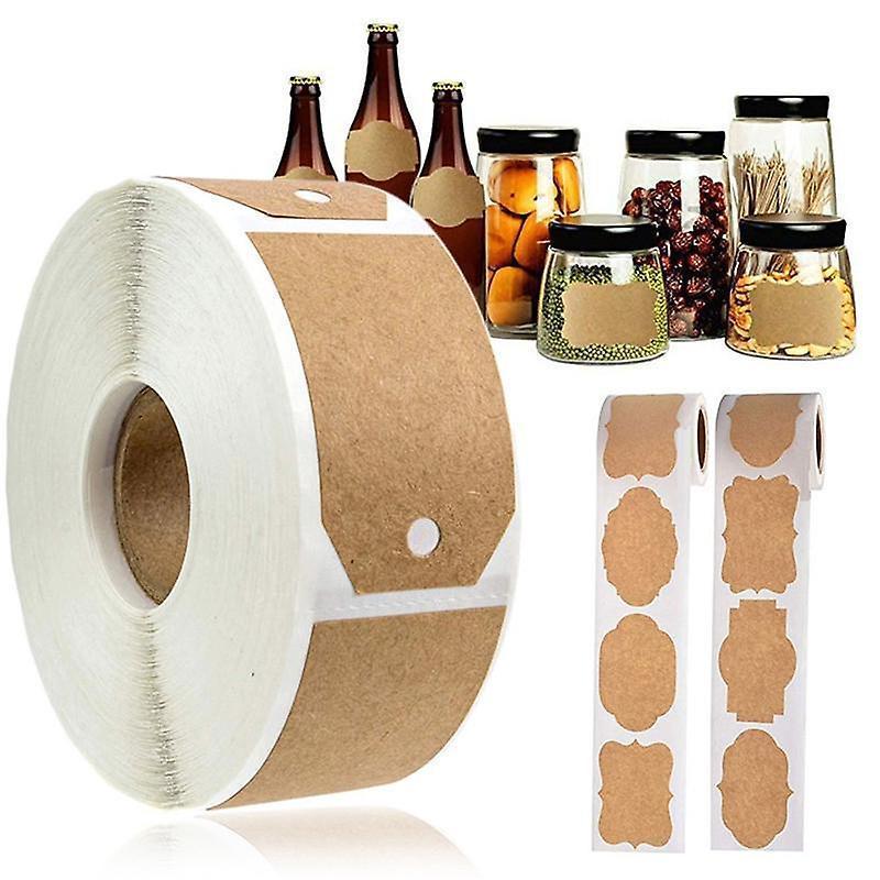 300pcs Vintage Blank Kraft Paper Sealing Sticker Diy Kitchen Classification Baking Packaging Self-adhesive V1263-JX-1967