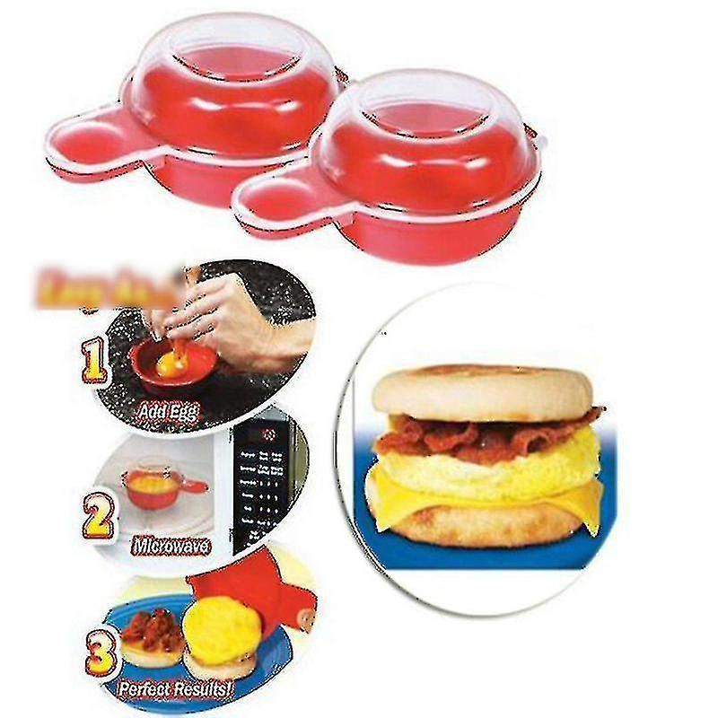 Wabjtam 2 Sets Microwave Egg Cooker,1 Minute Fast Egg Hamburg Omelet Maker Kitchen Cooking Tool(Red and Clear) V1263-JX-1970