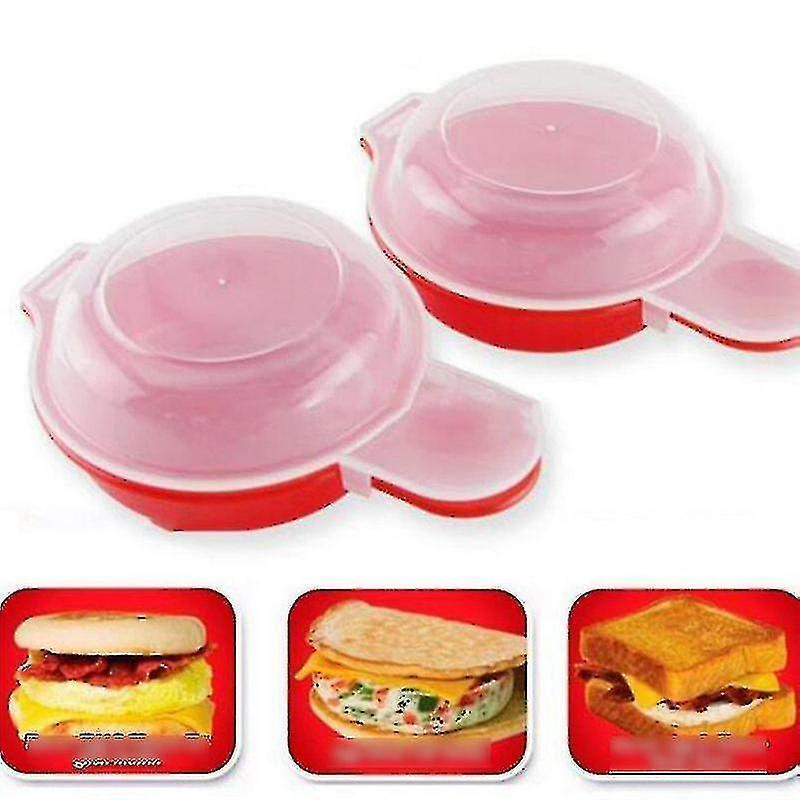 Wabjtam 2 Sets Microwave Egg Cooker,1 Minute Fast Egg Hamburg Omelet Maker Kitchen Cooking Tool(Red and Clear) V1263-JX-1970