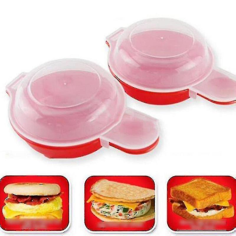Wabjtam 2 Sets Microwave Egg Cooker,1 Minute Fast Egg Hamburg Omelet Maker Kitchen Cooking Tool(Red and Clear) V1263-JX-1970