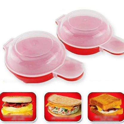Wabjtam 2 Sets Microwave Egg Cooker,1 Minute Fast Egg Hamburg Omelet Maker Kitchen Cooking Tool(Red and Clear) V1263-JX-1970