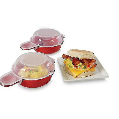 Wabjtam 2 Sets Microwave Egg Cooker,1 Minute Fast Egg Hamburg Omelet Maker Kitchen Cooking Tool(Red and Clear) V1263-JX-1970