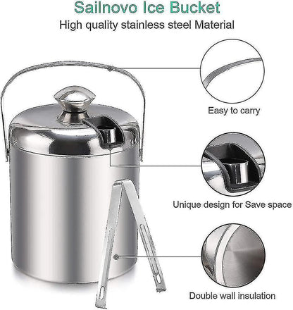Ice Bucket Ice Bucket Champagne Cooler Ice Cube Container With Tongs And Lid V1263-JX-1975