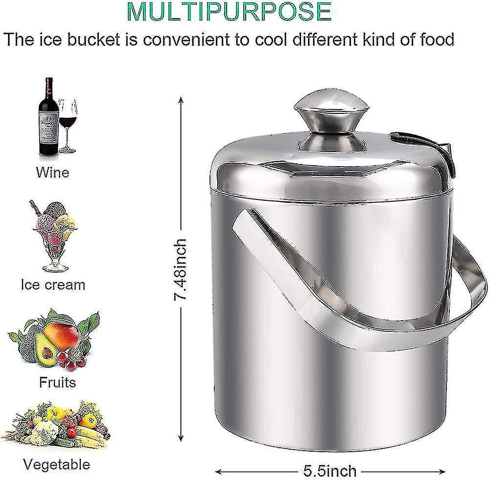 Ice Bucket Ice Bucket Champagne Cooler Ice Cube Container With Tongs And Lid V1263-JX-1975