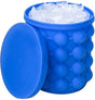 Ice Cube Mold Ice Trays, Large Silicone Ice Bucket, (2 In 1) Ice Cube Maker, Round,portable (Dark Blue) V1263-JX-1977