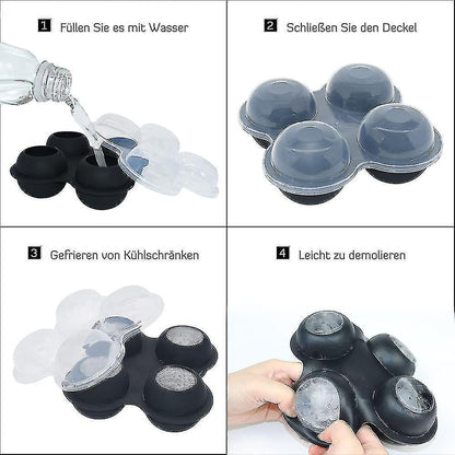Ice Cube Mold In Pink Shape, Ice Ball Molds 4 Pieces Ice Cube Container Silicone V1263-JX-1980