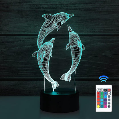 3D Night Light babies, 3D Illusion Lamp 16 Colors Change With Remote Control V1263-JX-1987