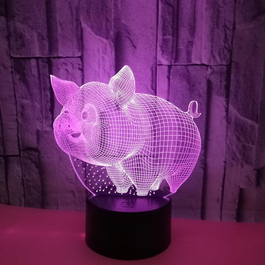 JUSCH Pig Night Light 3D Illusion Lamp Touch 7 Color Changing Bed Room Decor Girl babies Birthday Present V1263-JX-1993