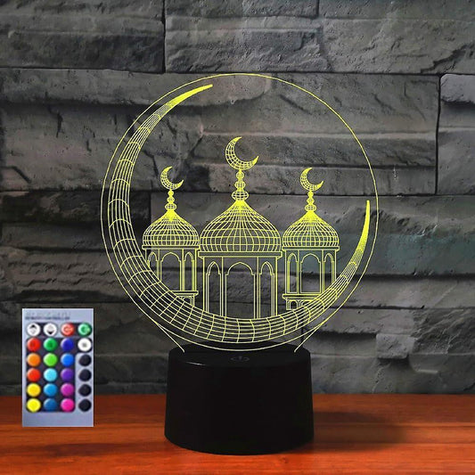 3D Muslim Castle Night Light Table Desk Optical Illusion Lamps 16 Color Changing Lights LED Table Lamp Xmas V1263-JX-1995