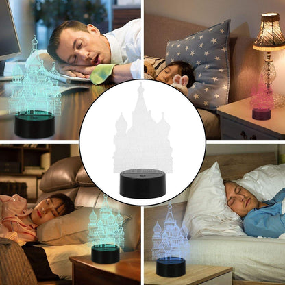 Black Table Decor 1 Set 3D Castle Night Light 3D Optical Illusion Night Lamp Decorative Bedside Light V1263-JX-1997