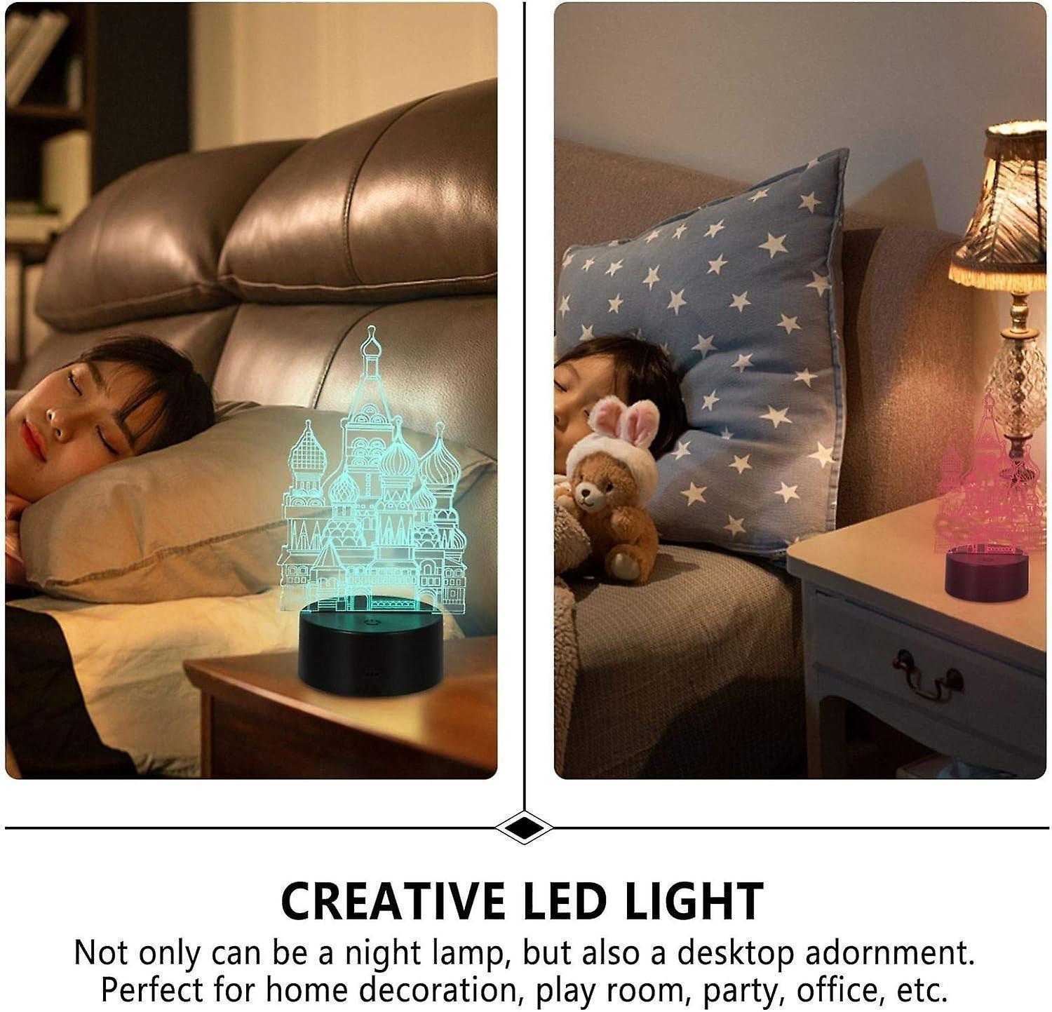 Black Table Decor 1 Set 3D Castle Night Light 3D Optical Illusion Night Lamp Decorative Bedside Light V1263-JX-1997