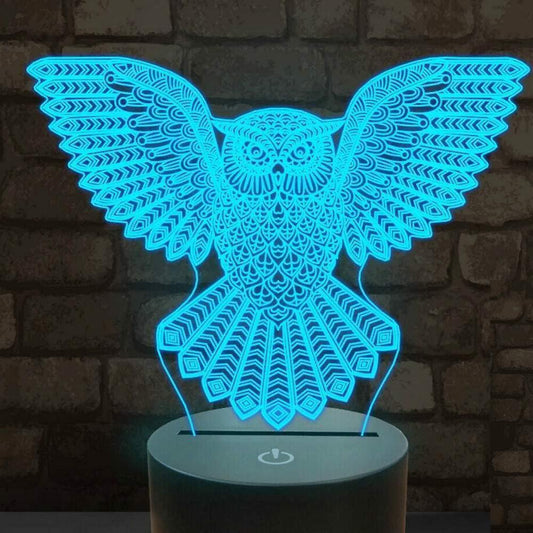 3D Owl Night Light Led Touch Switch Decor Table Desk Optical Illusion Lamps 7 Color Changing Lights Christmas V1263-JX-1998