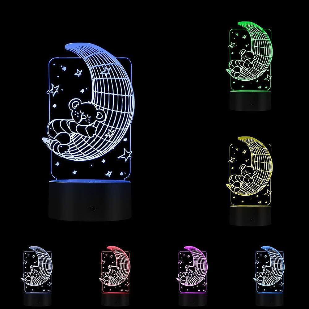 Koala Lying on The Moon 3D Effect Optical Illusion Night Light Nursery babies Room Decor Table Lamp Sleepy V1263-JX-1999