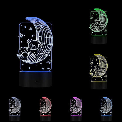Koala Lying on The Moon 3D Effect Optical Illusion Night Light Nursery babies Room Decor Table Lamp Sleepy V1263-JX-1999