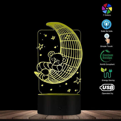 Koala Lying on The Moon 3D Effect Optical Illusion Night Light Nursery babies Room Decor Table Lamp Sleepy V1263-JX-1999