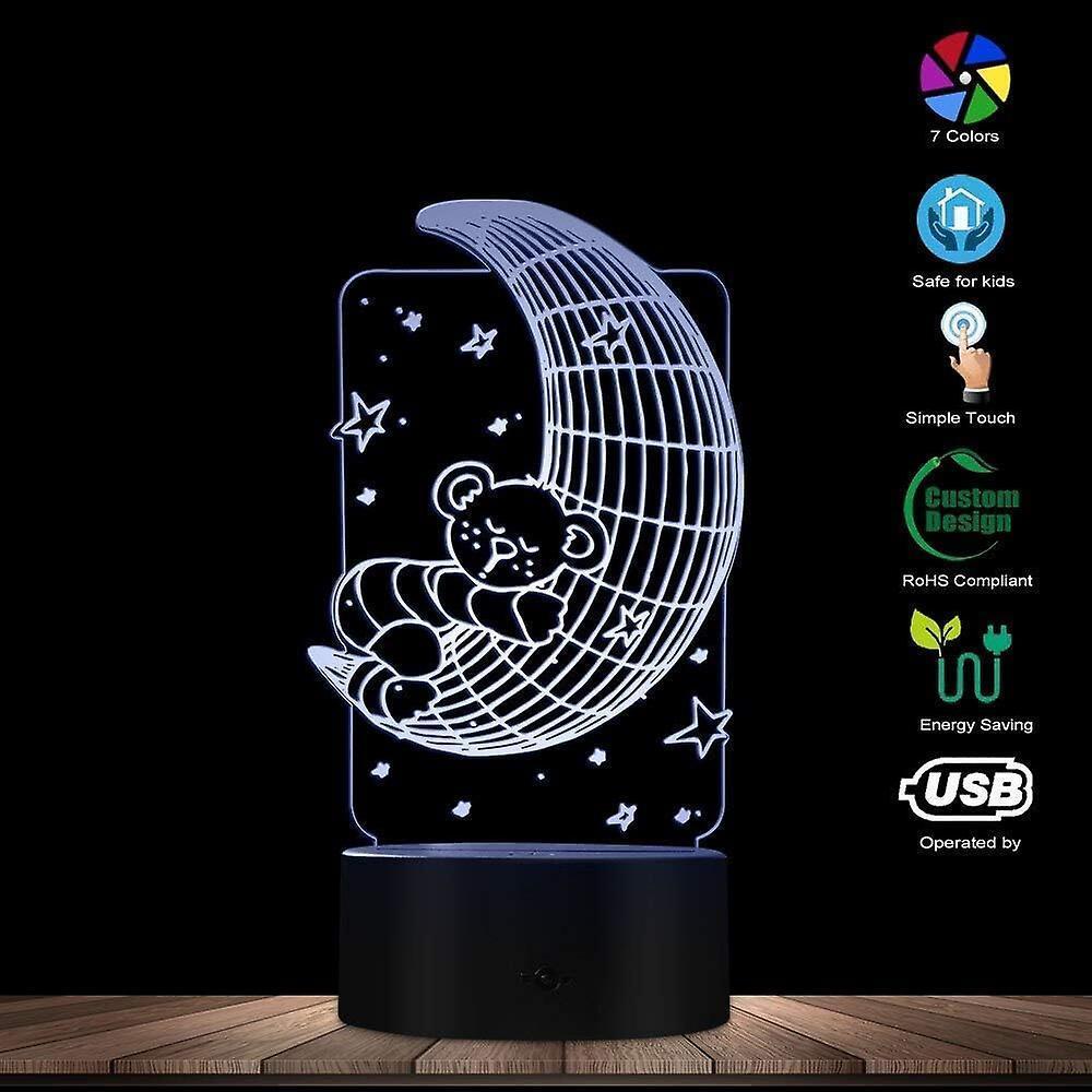 Koala Lying on The Moon 3D Effect Optical Illusion Night Light Nursery babies Room Decor Table Lamp Sleepy V1263-JX-1999