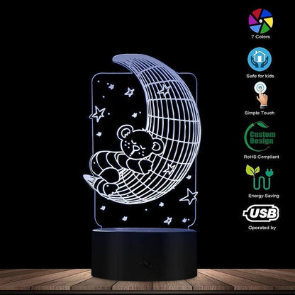 Koala Lying on The Moon 3D Effect Optical Illusion Night Light Nursery babies Room Decor Table Lamp Sleepy V1263-JX-1999