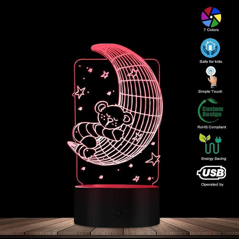 Koala Lying on The Moon 3D Effect Optical Illusion Night Light Nursery babies Room Decor Table Lamp Sleepy V1263-JX-1999