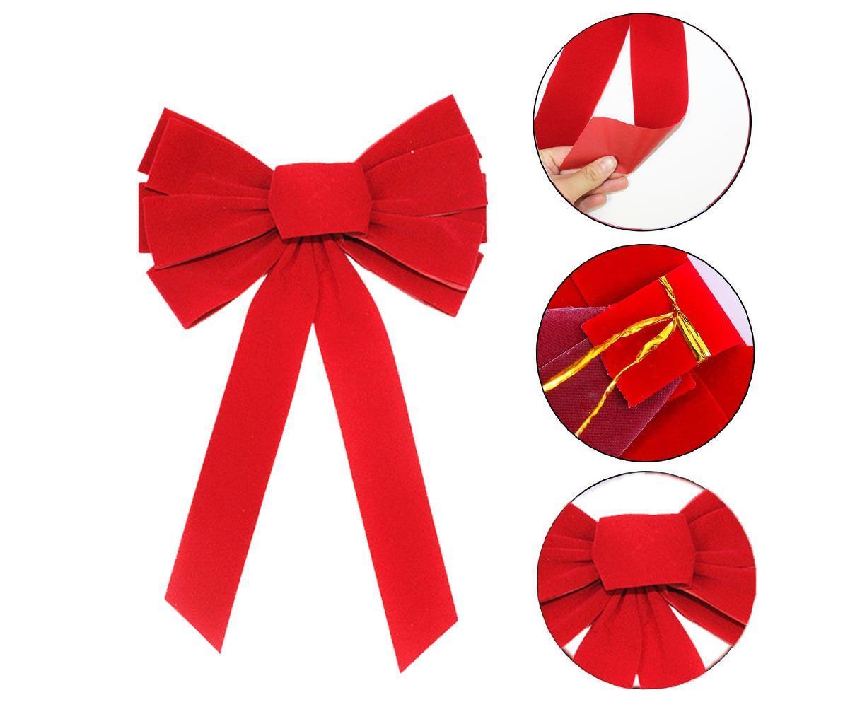 Christmas Decorations, Red Flannelette Christmas Bow V1263-JX-200