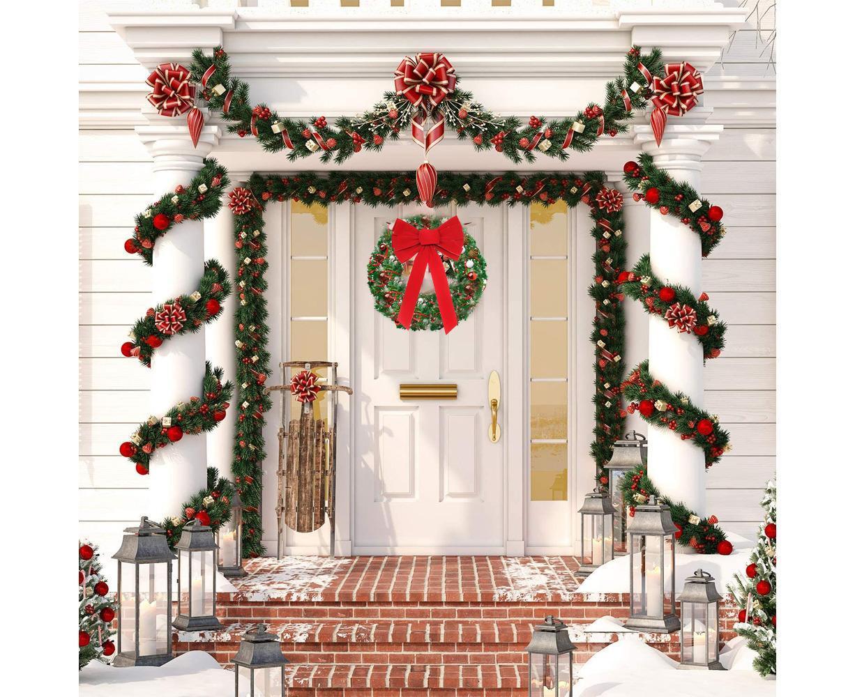 Christmas Decorations, Red Flannelette Christmas Bow V1263-JX-200