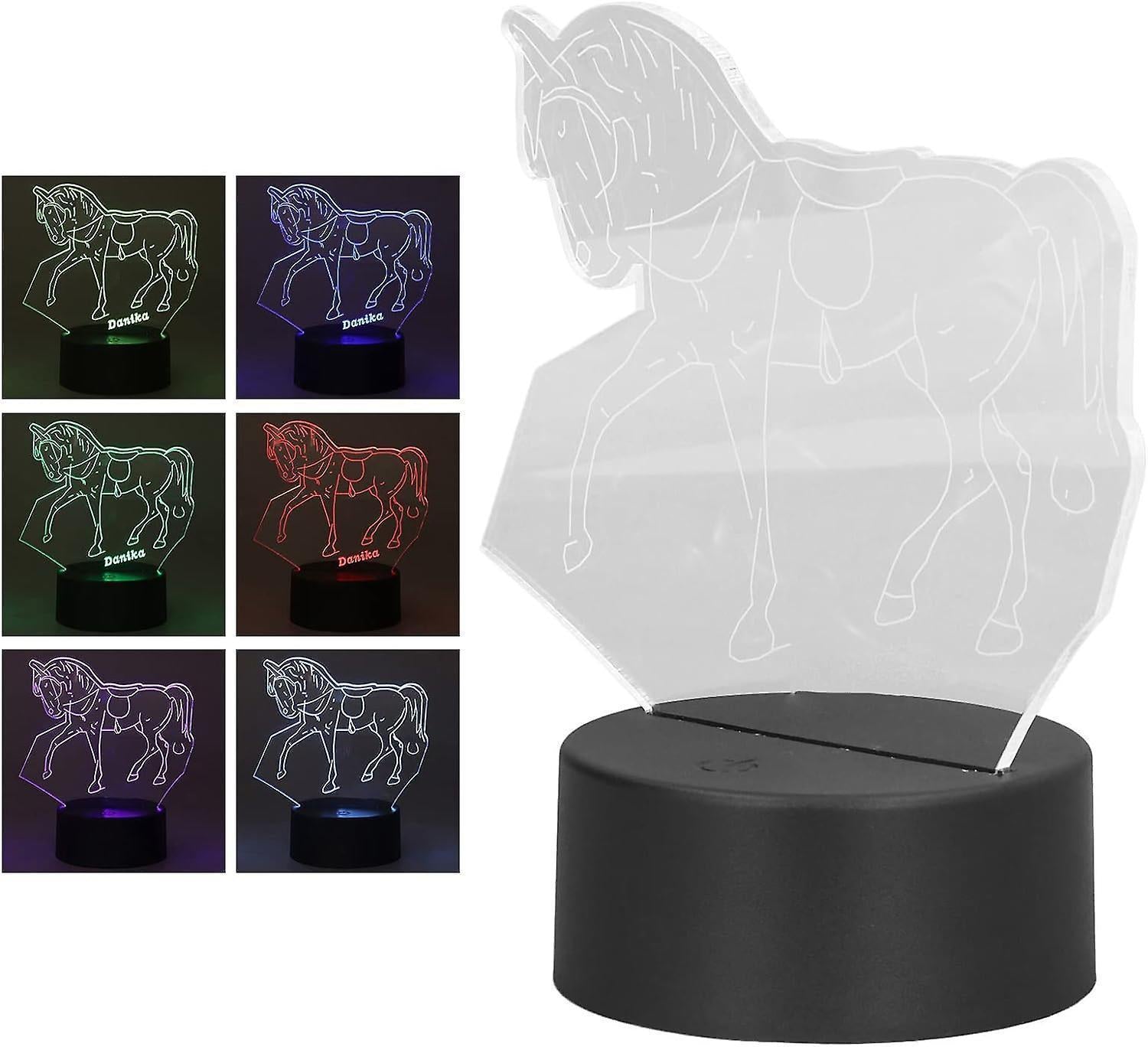 Horse Night Light, 3D Illusion Lamp, LED Light Optical Illusion Lamp with 7 Colors Changing Touch V1263-JX-2000