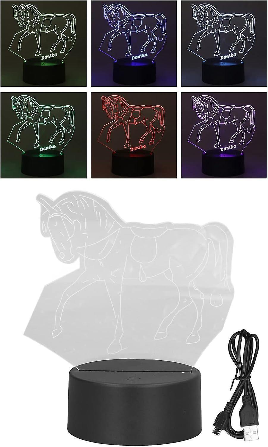 Horse Night Light, 3D Illusion Lamp, LED Light Optical Illusion Lamp with 7 Colors Changing Touch V1263-JX-2000