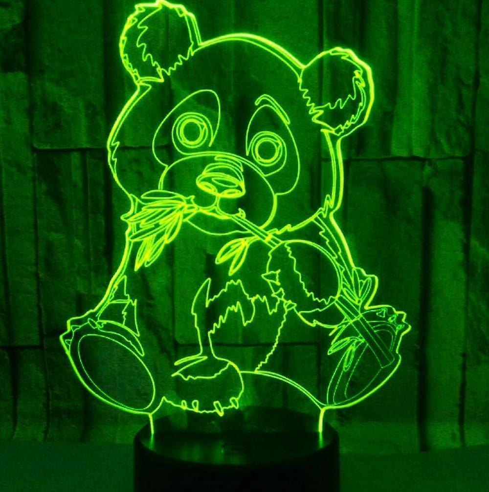 3D Panda Night Light Lamp Optical Illusion Animal Night Light 7 Color Changing Touch Switch Lamps Gift with V1263-JX-2005