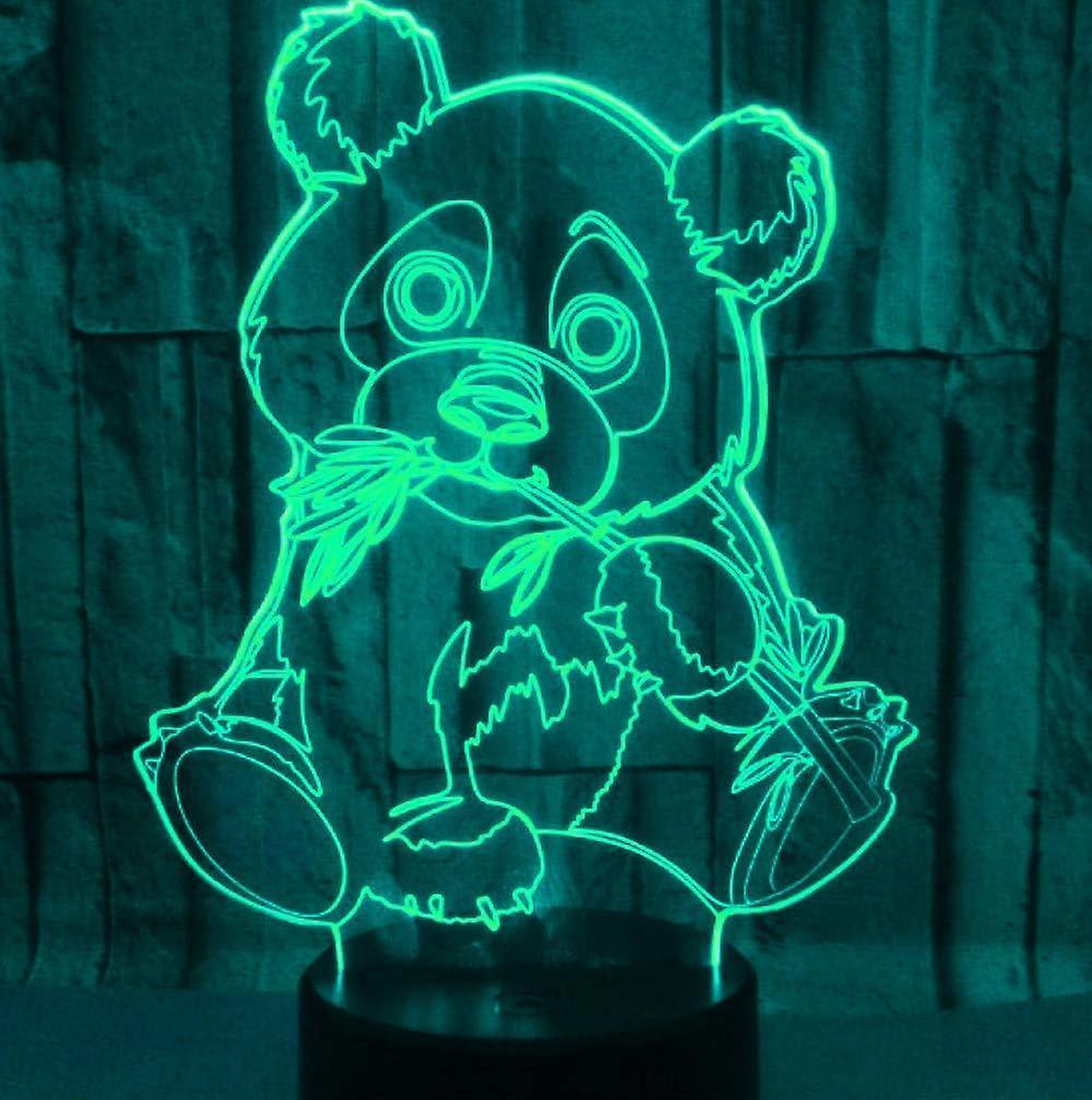 3D Panda Night Light Lamp Optical Illusion Animal Night Light 7 Color Changing Touch Switch Lamps Gift with V1263-JX-2005