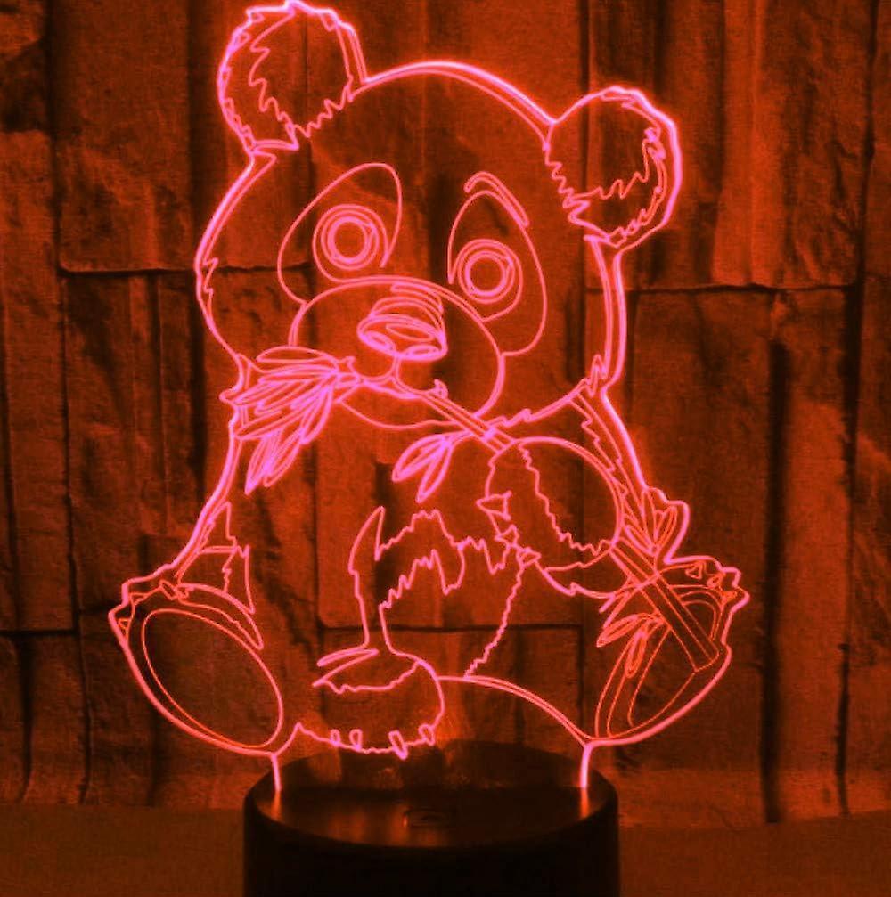 3D Panda Night Light Lamp Optical Illusion Animal Night Light 7 Color Changing Touch Switch Lamps Gift with V1263-JX-2005