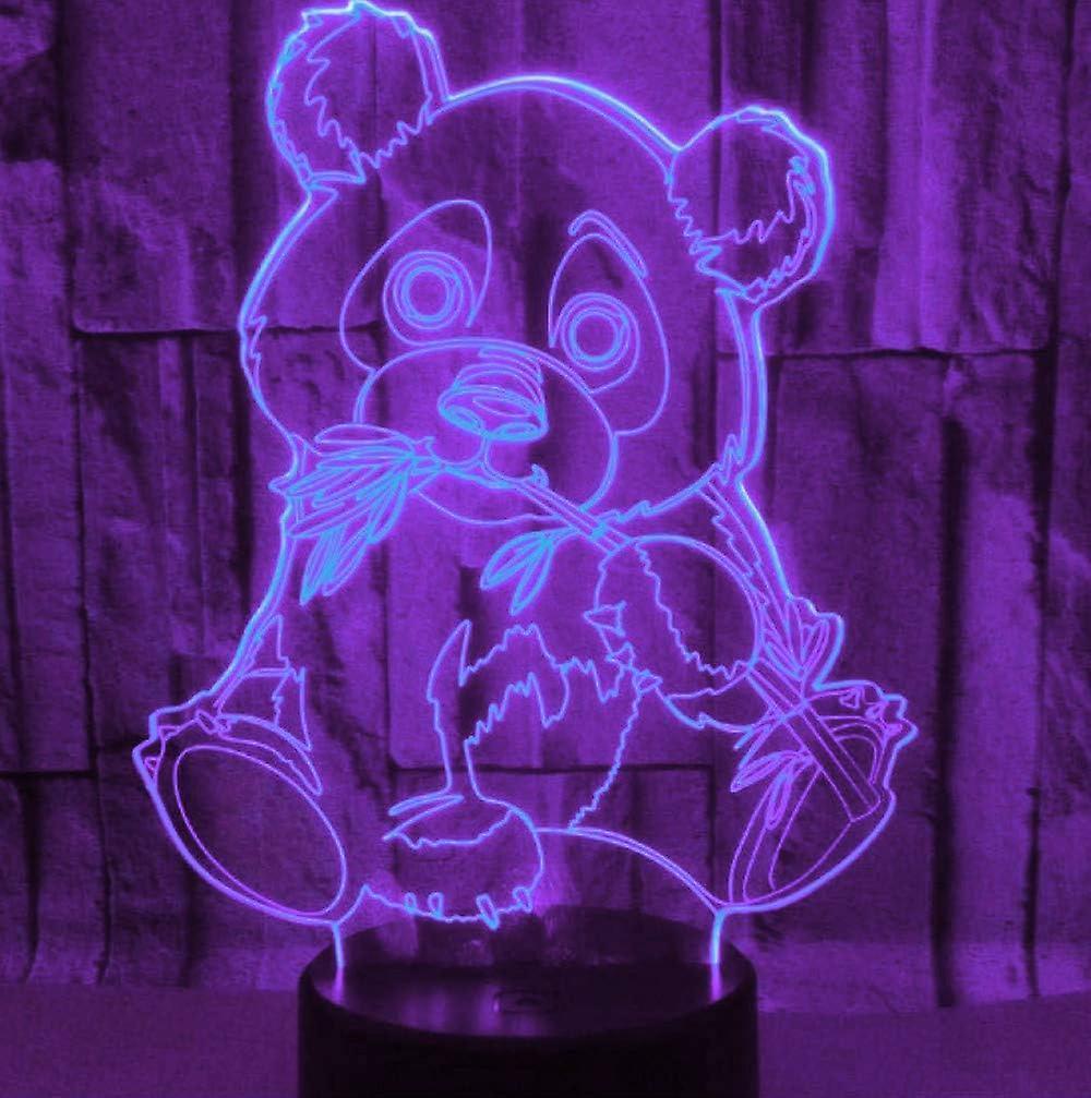 3D Panda Night Light Lamp Optical Illusion Animal Night Light 7 Color Changing Touch Switch Lamps Gift with V1263-JX-2005