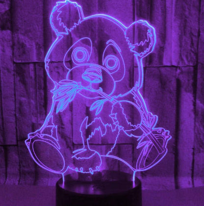 3D Panda Night Light Lamp Optical Illusion Animal Night Light 7 Color Changing Touch Switch Lamps Gift with V1263-JX-2005